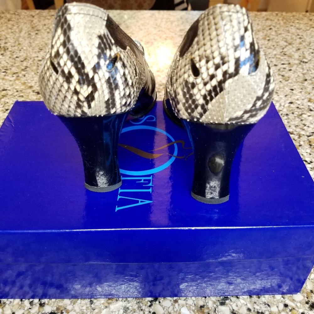 Designer High Heel Pump, Two Tone Python Snakeski… - image 4